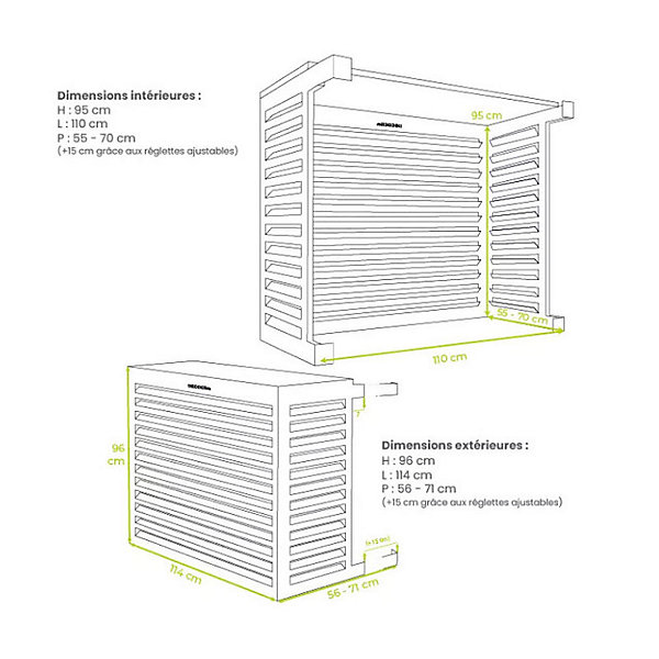 Cache unité extérieure en aluminium blanc crème taille L - DECOCLIM - 23AL9001