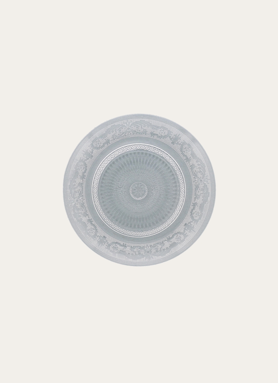 ASSIETTE PLATE EN VERRE à MOTIFS GRAVÉS TRANSPARENT