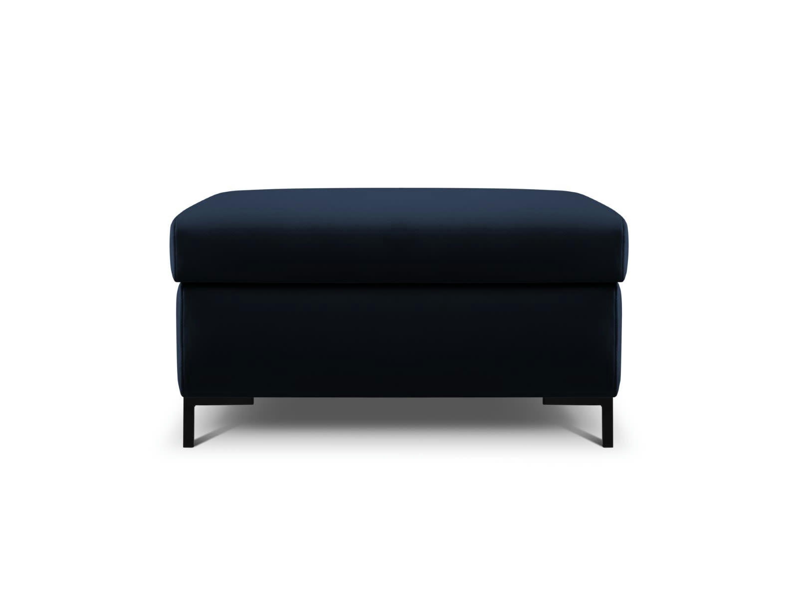 YANIS - Pouf Avec Boîte 1 place en Velours Bleu Roi