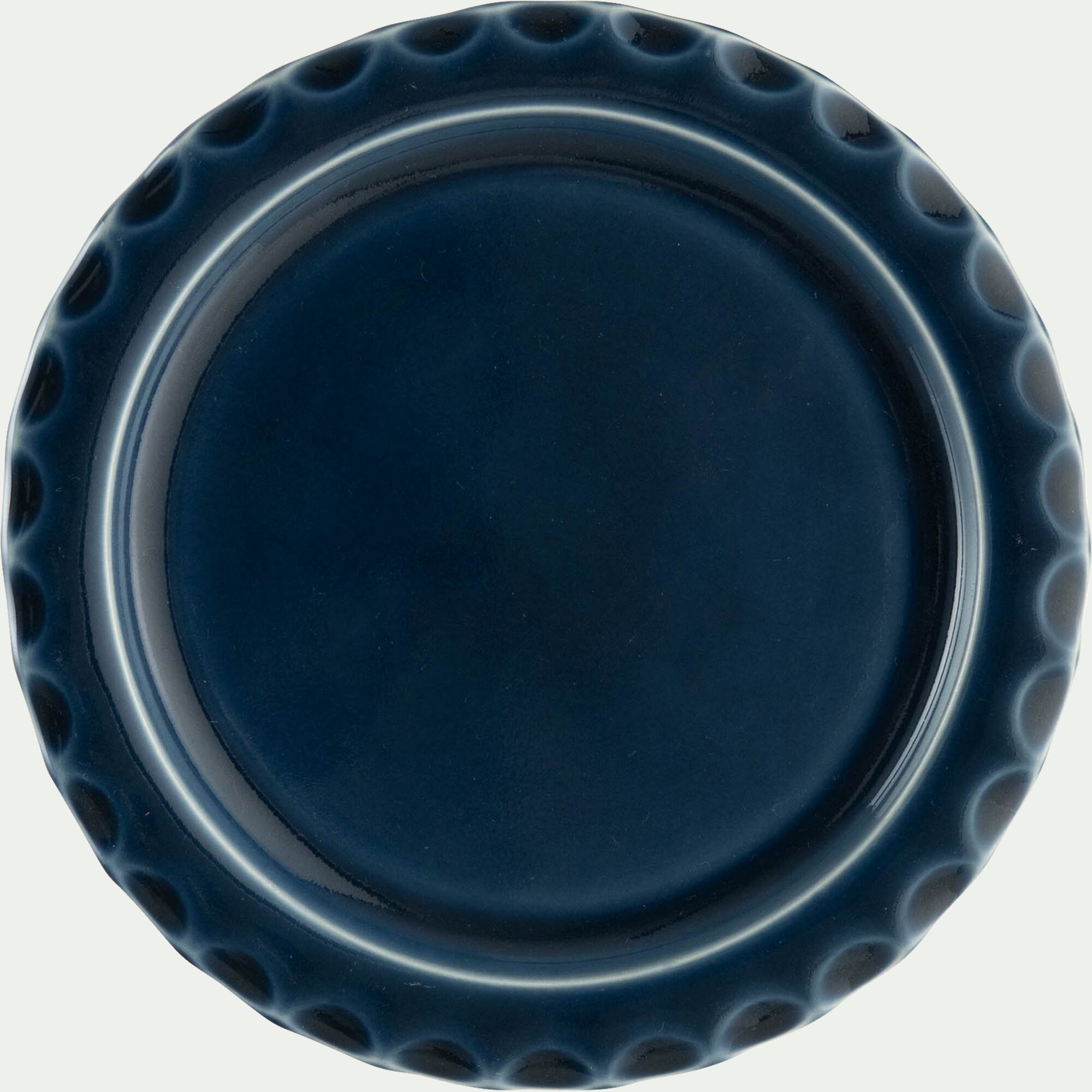 ABILIO - Assiette à dessert ondulée en grès D21cm - bleu
