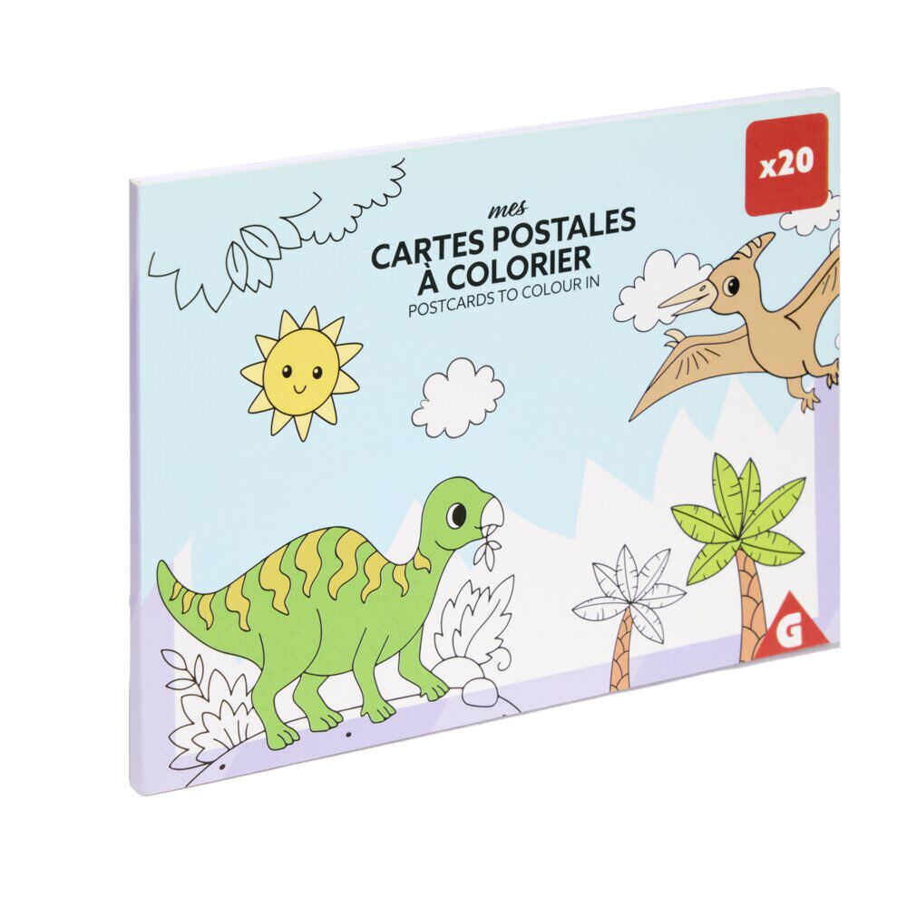 Carte postale à colorier x20 en papier 16,5x12cm (2 modèles)