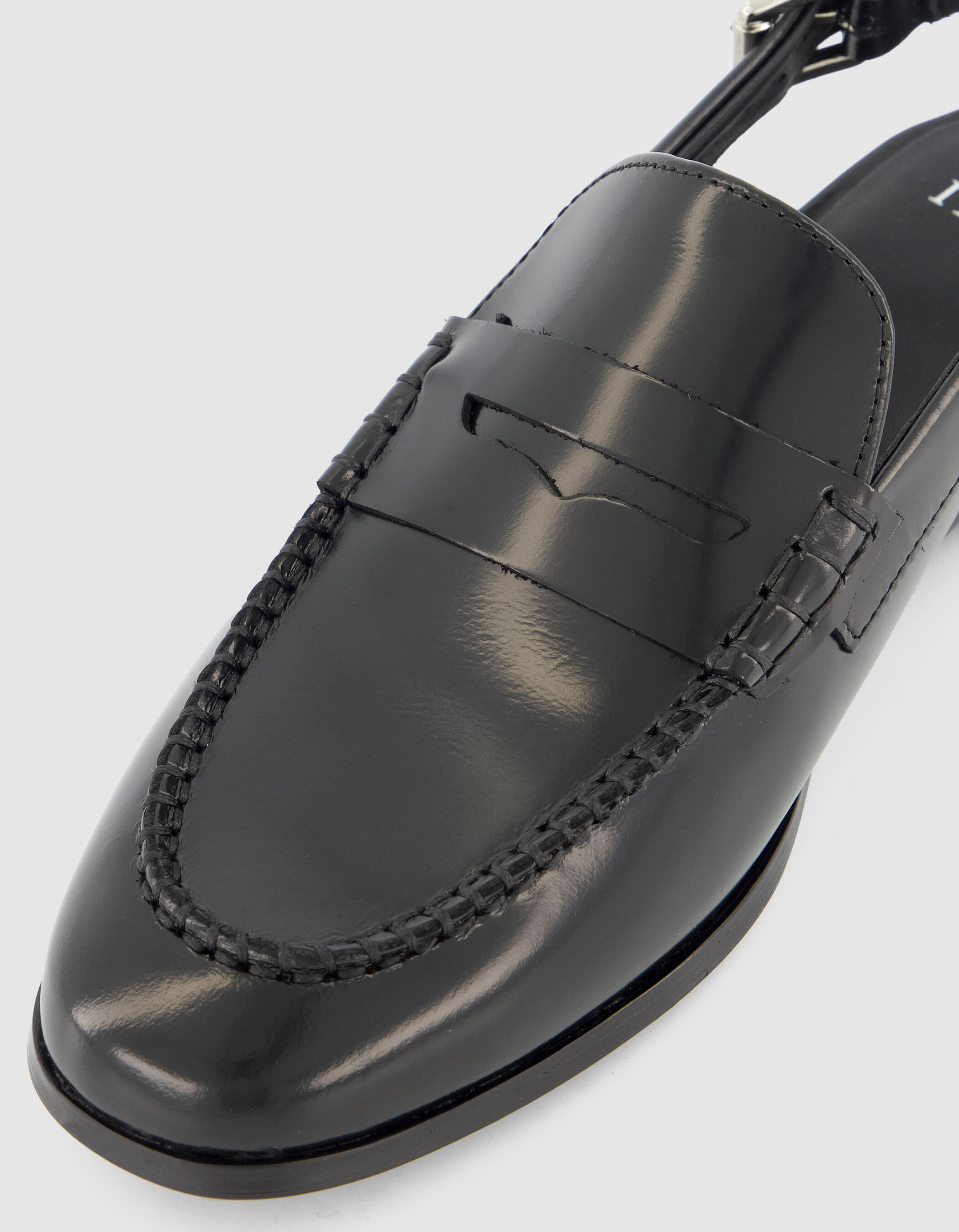Mocassins slingbacks noirs cuir Femme