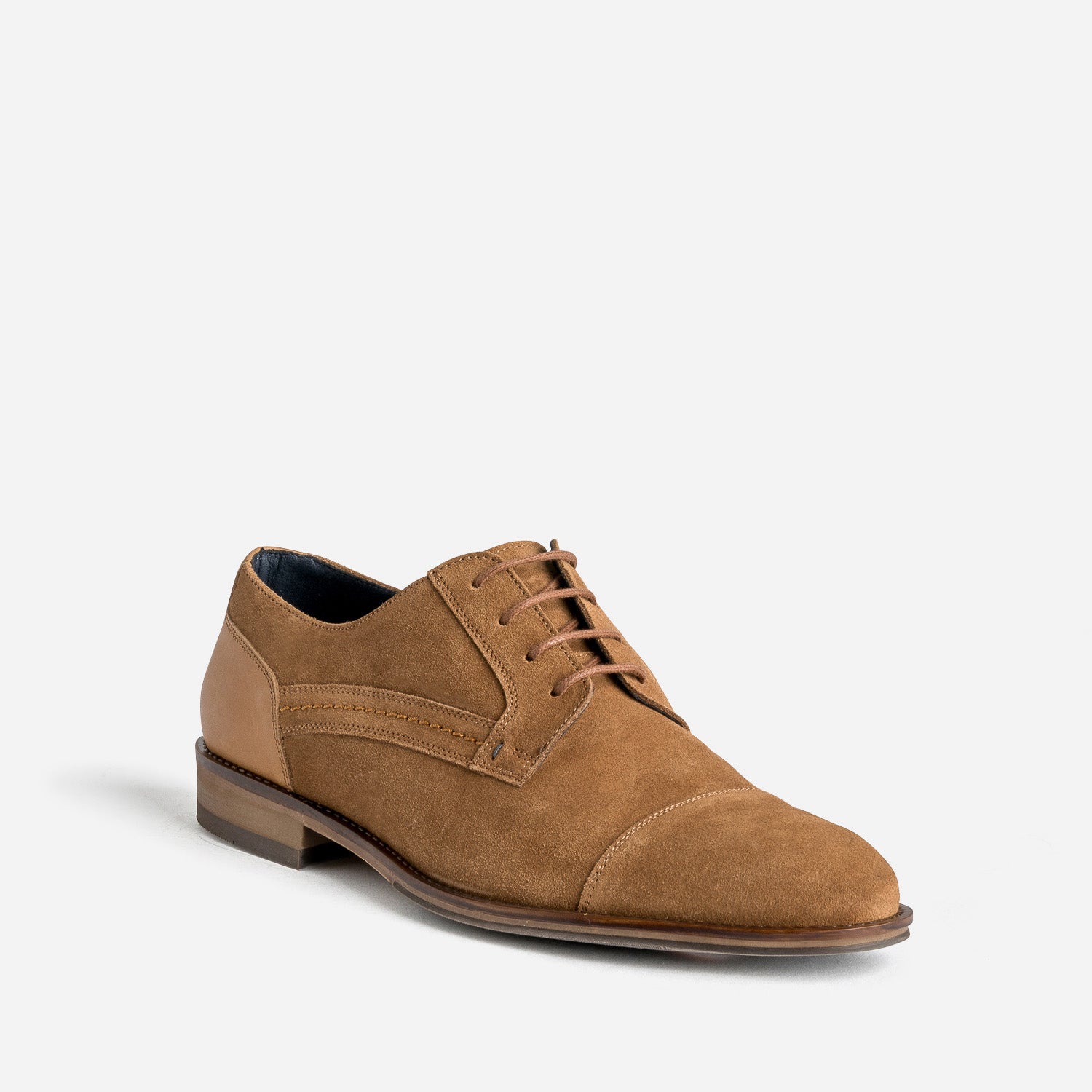 Derby cognac cuir velours éco-conçu