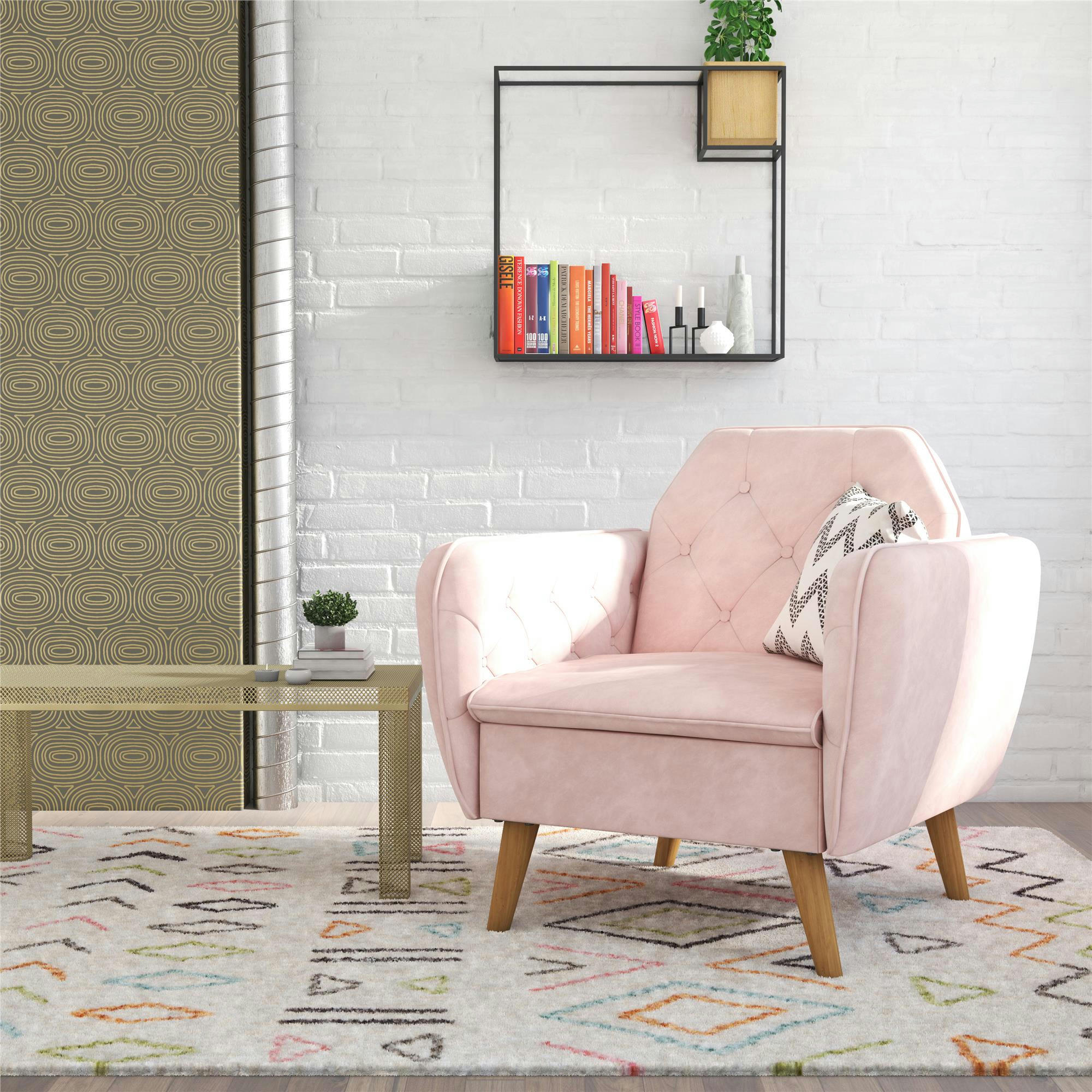 TERESA - Fauteuil rembourrée en velours rose