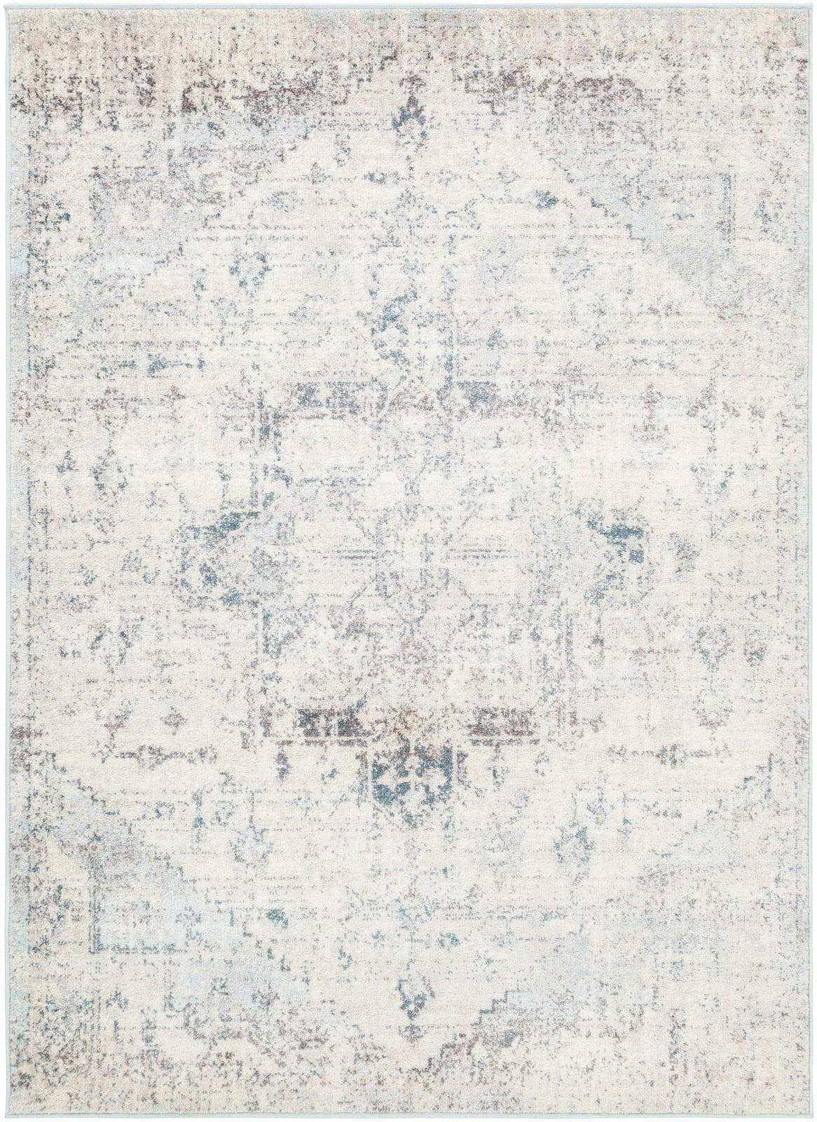 LYA - Tapis Vintage Oriental Ivoire/Bleu 160x213