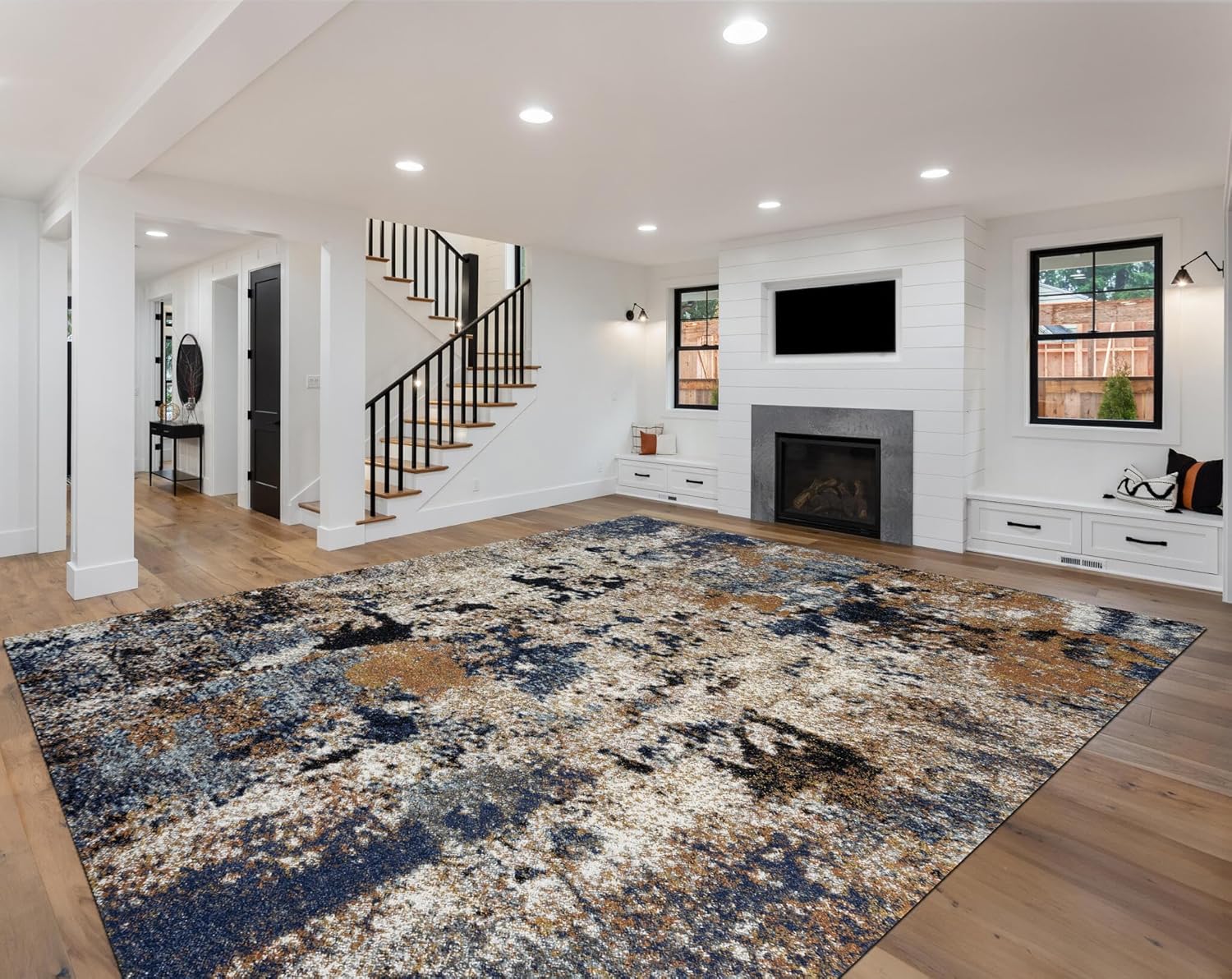 Keen Home Design Area Rugs - 9x12 Non-Shedding, Abstract Rugs for Kitchen, Living Room, Bedroom, Dining Room, Entryway - Size: 9'2 x 11'11, Multi