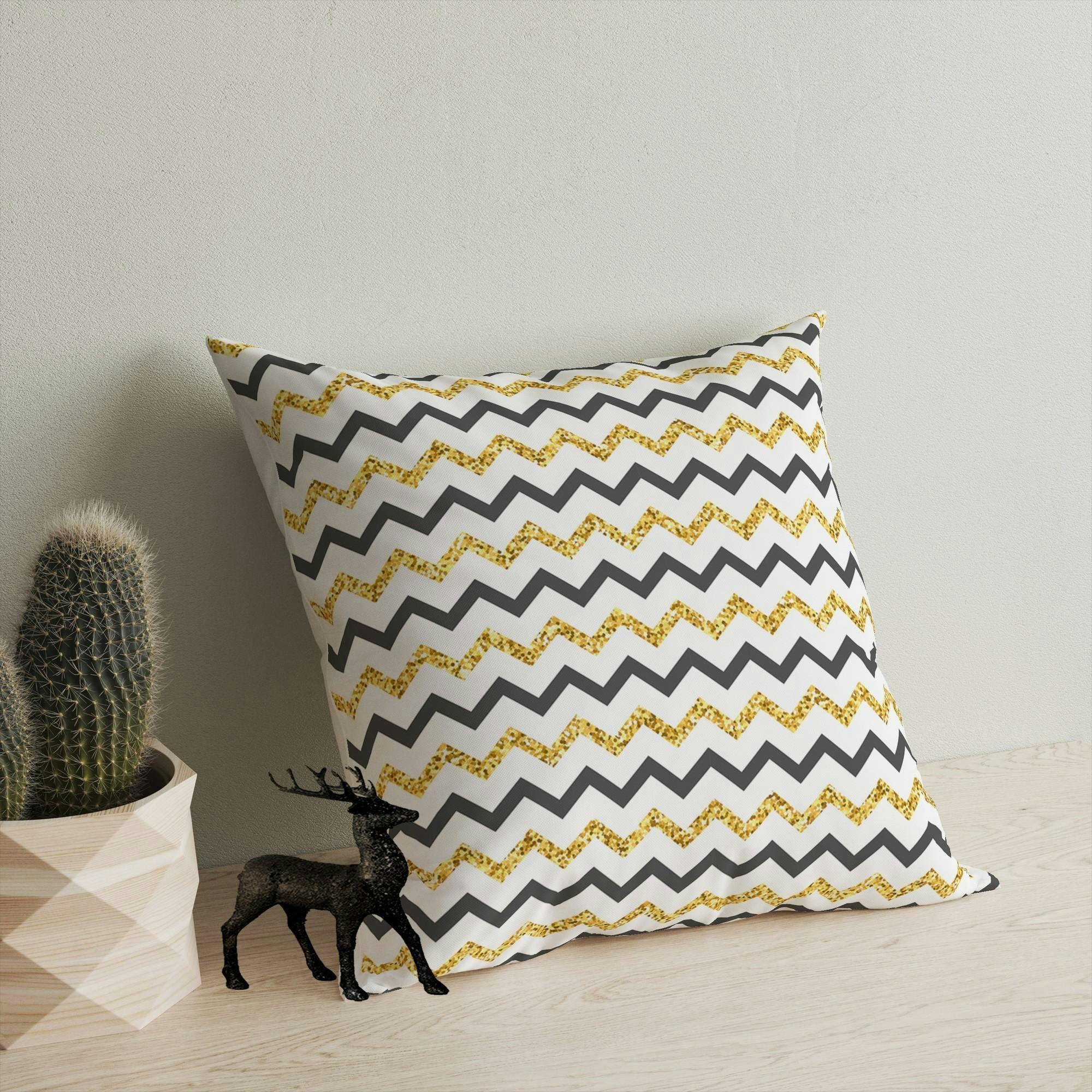 Coussin gris et jaune zébré – entretien facile IZMIR
