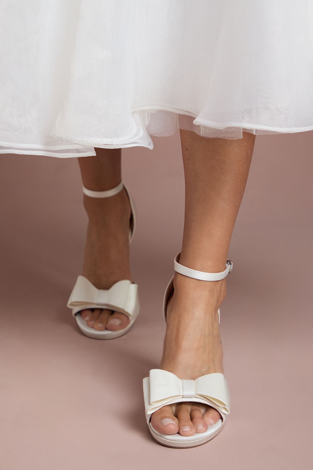 Coast Bridal Tala Satin Structured Bow High Heel Platform Sandals