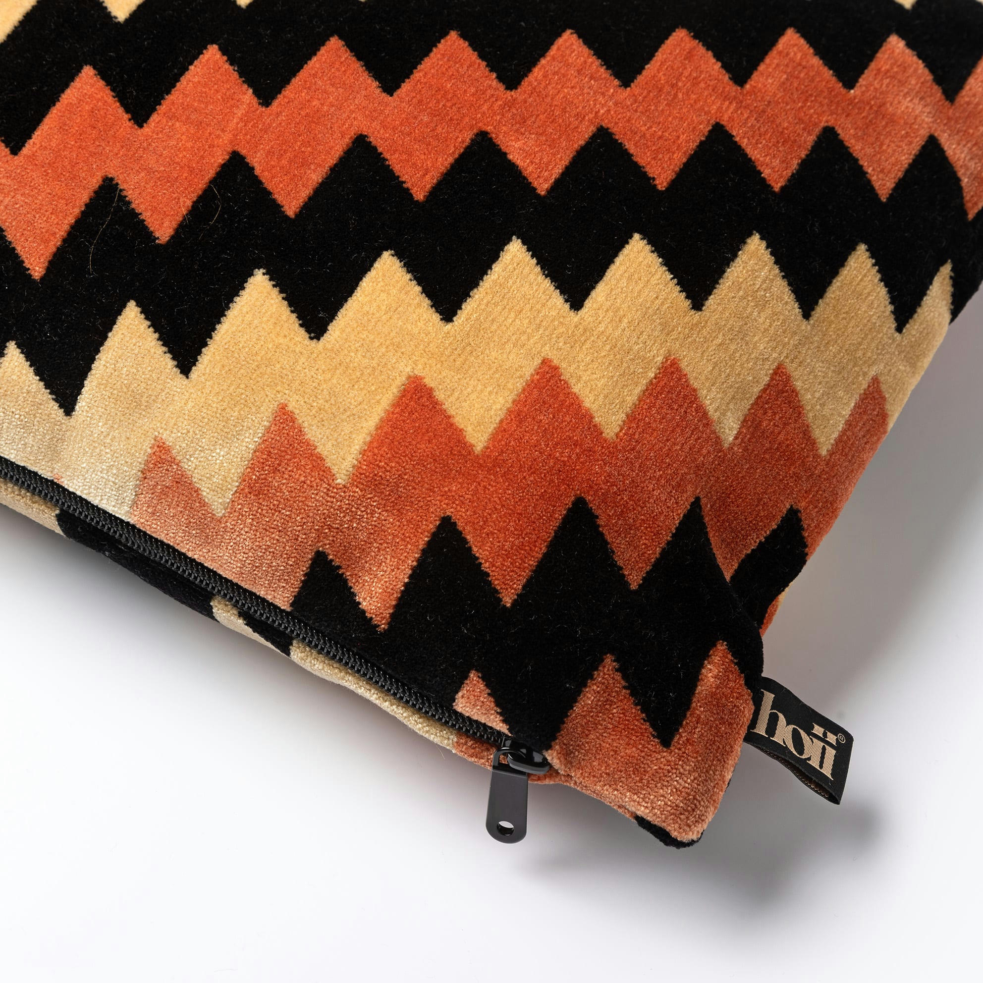 Francesco - Coussin orange en velours 30x50 cm avec motif