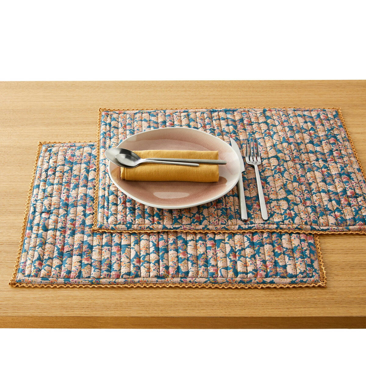 Lot de 2 sets de table, voile de coton, Jadav