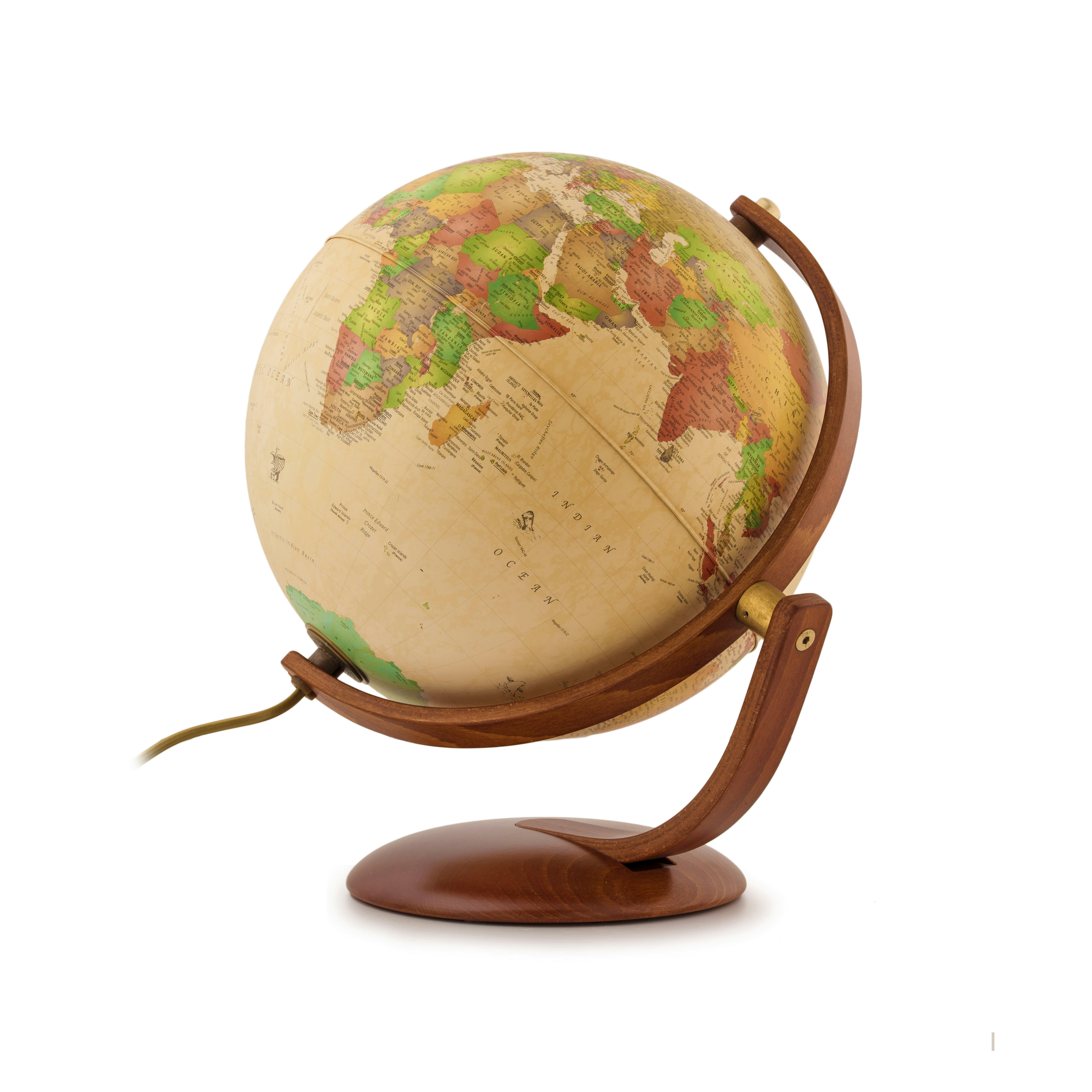 OPTIMUS - Globe terrestre  30 cm  style antique  lumineux textes en français