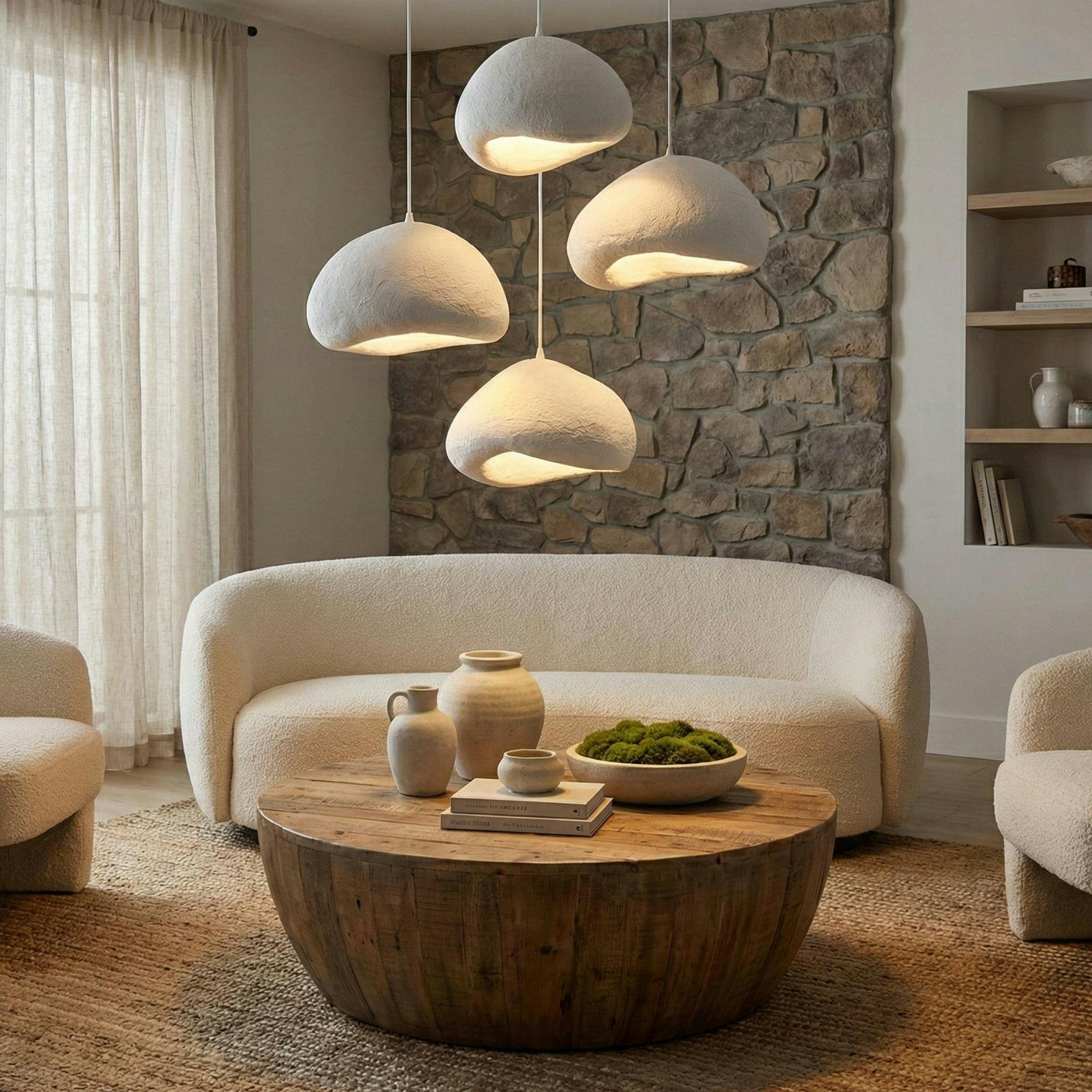 Suspension blanche design organique 4 abat-jour NOXIS