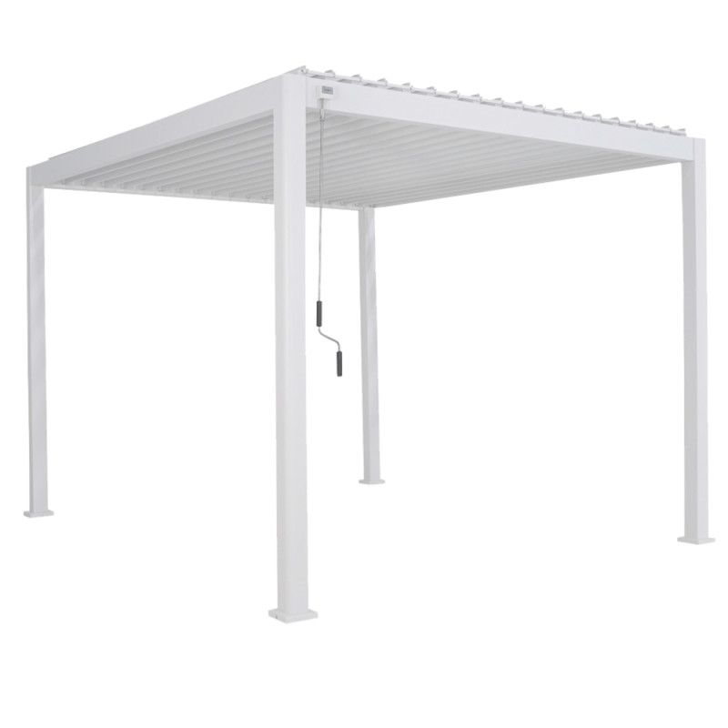 Pergola bioclimatique Evora en aluminium blanche 3,6 x 3,6 x 2,5 m