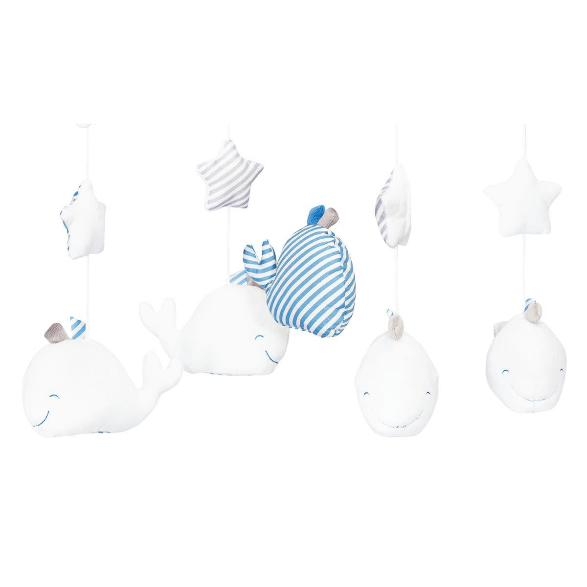 BLUE BALEINE - Mobile musical en velours blanc