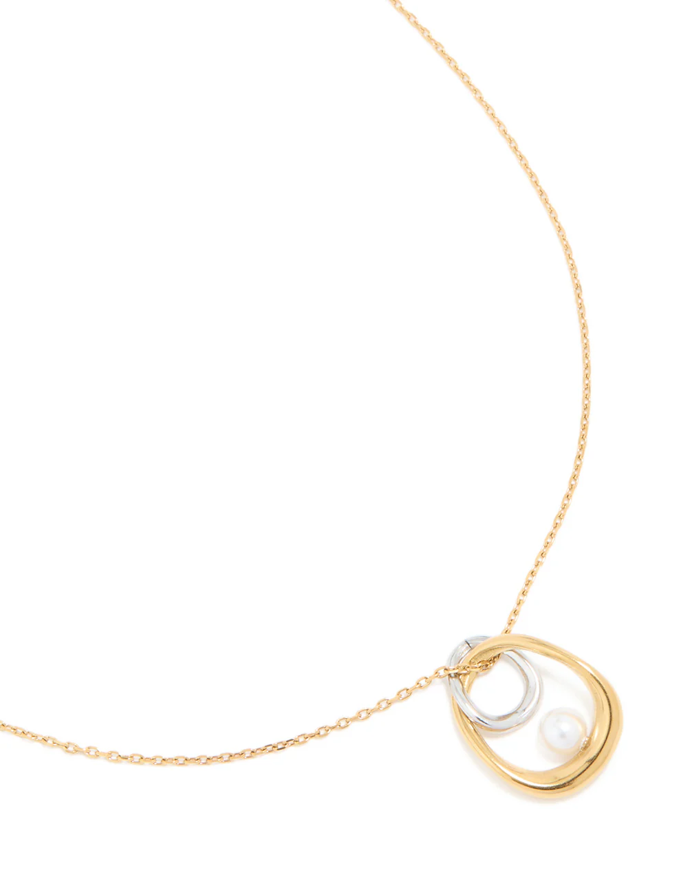 Waterproof Mixed Metal Plated Stainless Steel Open Pearl Pendant Necklace