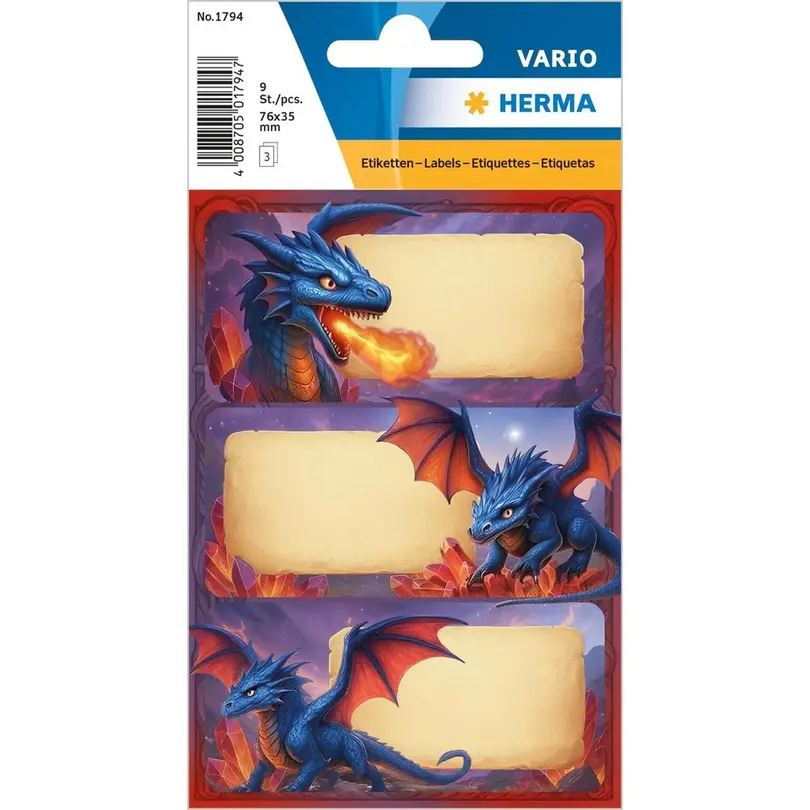 Etiketten 9er-Set Dragon