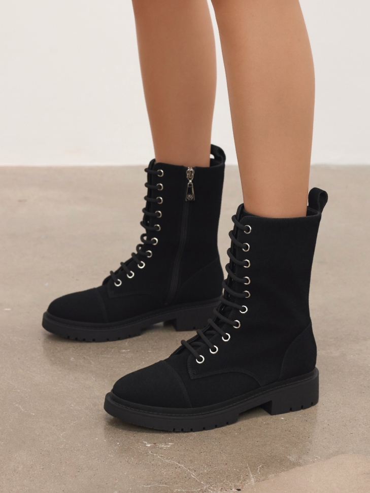 Black suede boots