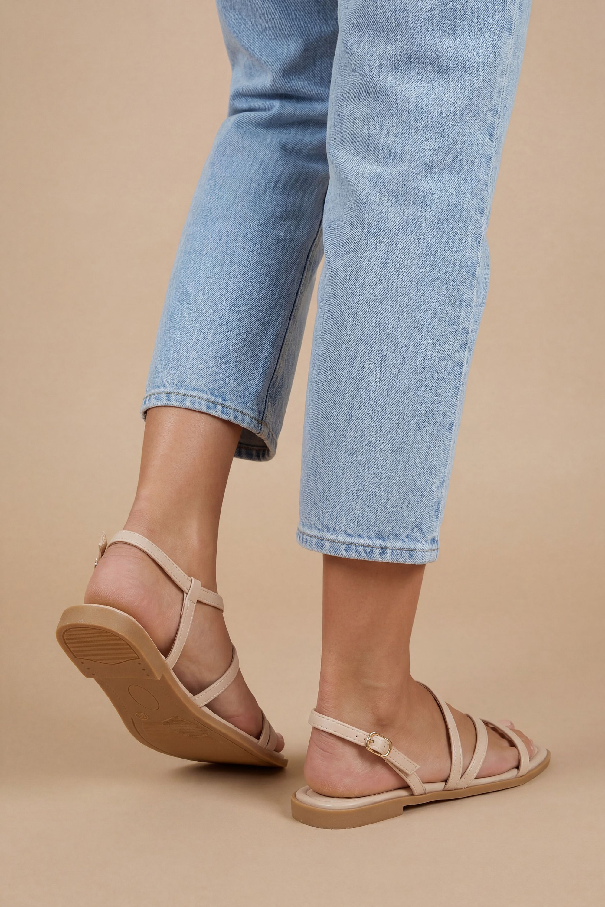 Dorothy Perkins Silvie Faux Leather Strappy Flat Sandals