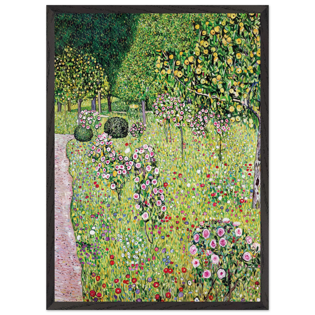 Artfulprints Poster met Lijst Gustav Klimt - Orchard with roses  - 50x70 cm - Groen