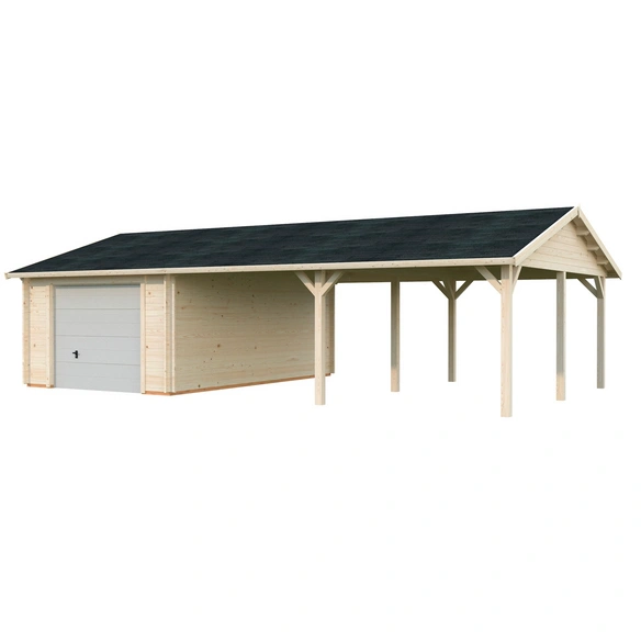 Garage »Roger«, Aufstellmaße BxTxH: 1006 x 619 x 316 cm, Blockbohlensystem, Holz