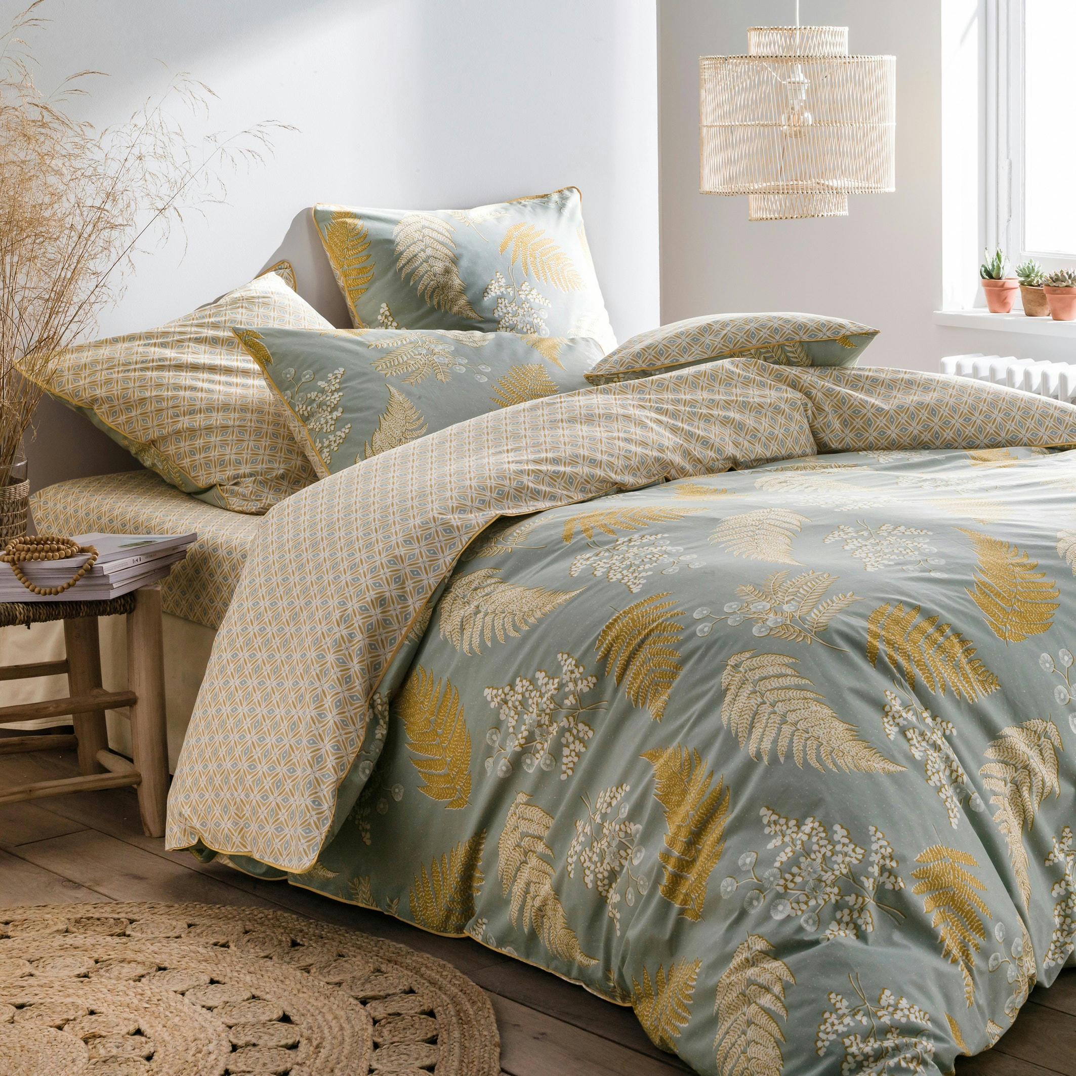 Drap housse en percale de coton, Fougère
