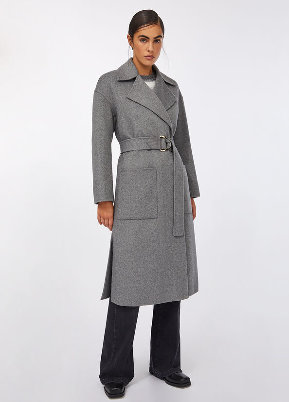 Cappotto in lana con cintura