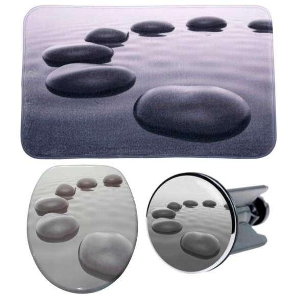 Bad-Accessoire-Set, 3-tlg., Black Stones