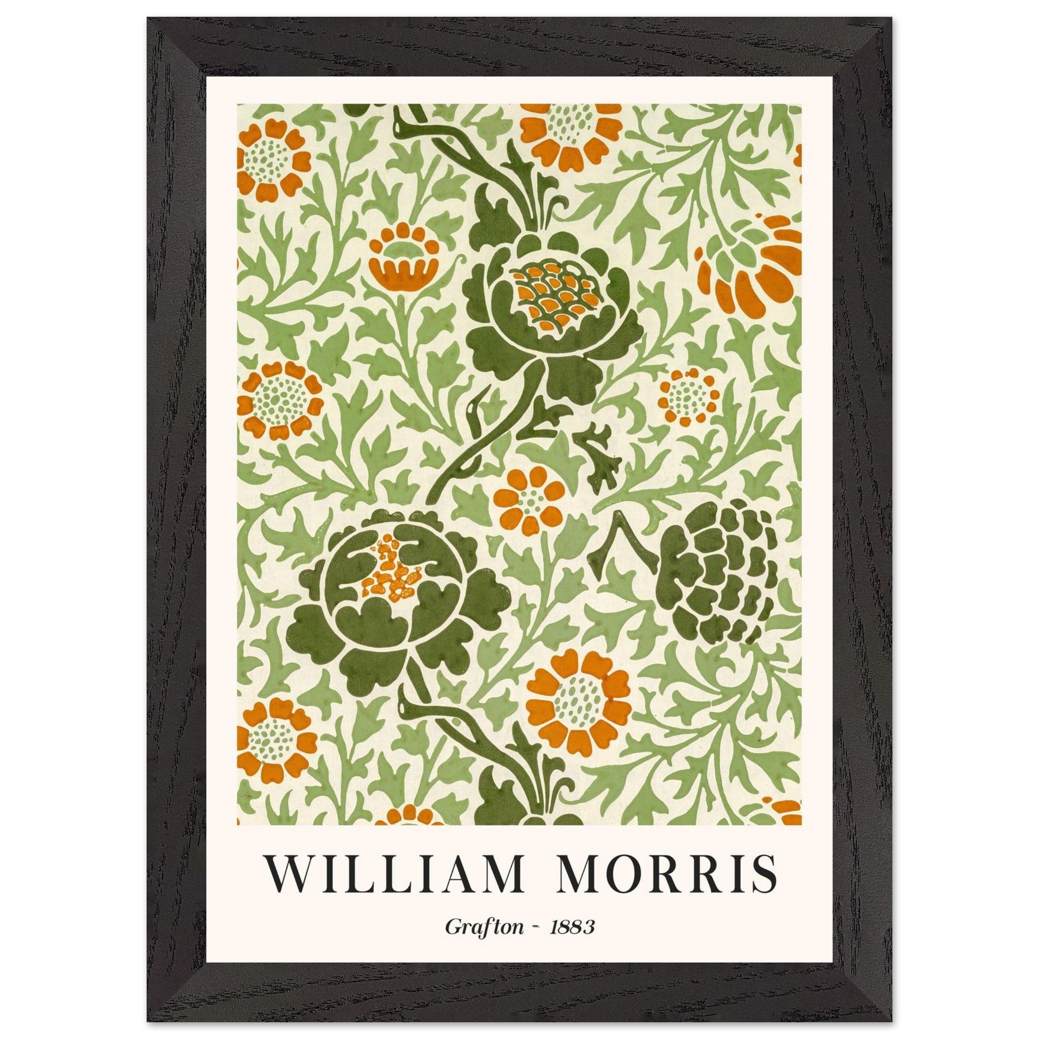 Artfulprints Poster met Lijst William Morris - Grafton 1883  - A4 21x29.7 cm - Groen