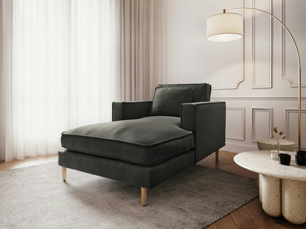 ALEXIS - Méridienne 1 place en tissu structuré gris foncé