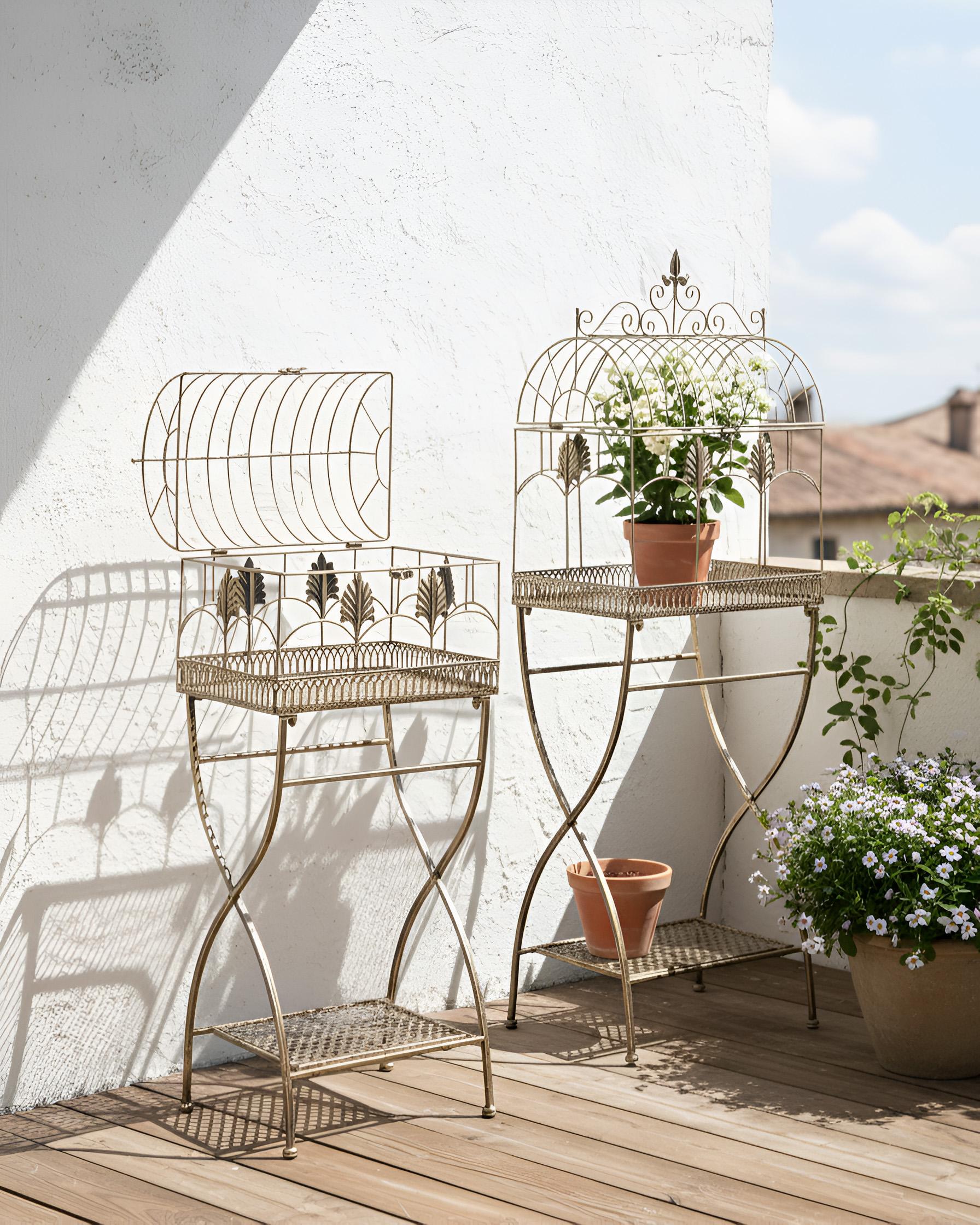 Set of 2 Shelving Units SICILY Metal 122/90 cm 43/37 cm Black