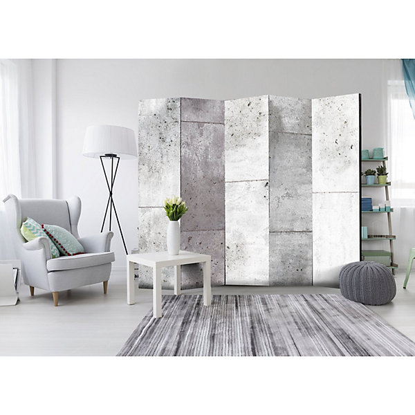 Paravent Concretum Murum II - Séparateur d'Espace Design 225 x 172 cm Blanc et Gris