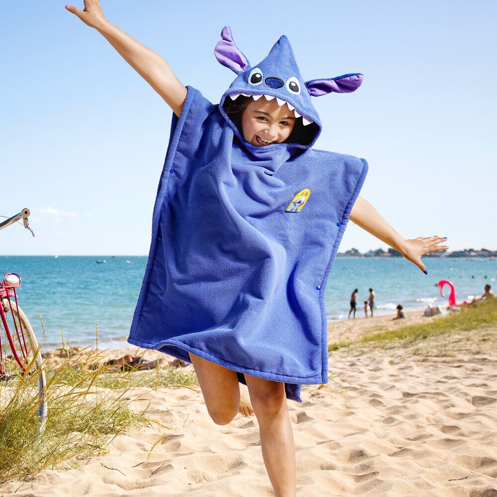 Poncho enfant Disney Stitch microfibre 50x80cm avec capuche