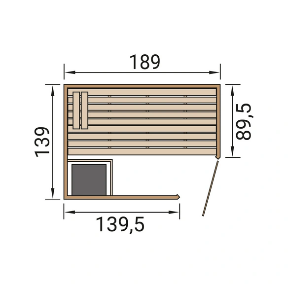 Massivholzsauna »VALIDA ECK 1«, 6 Personen, inkl. 7,5 kW Ofen mit externer Steuerung
