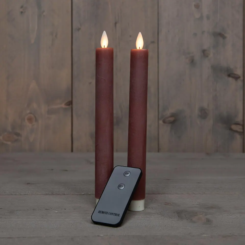 Anna Collection LED dinerkaarsen - 2x st - antiek roze - 23 cm