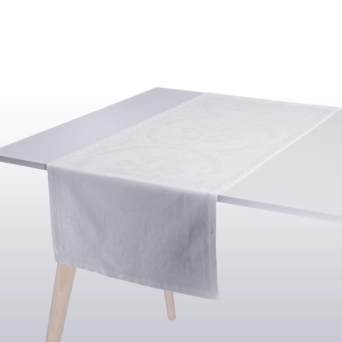 DUCHESSE - Chemin de table en coton blanc 50 x 150