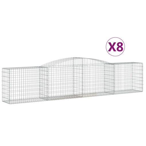 NNEVL Arched Gabion Baskets 8 pcs 400x50x80/100 cm Galvanised Iron
