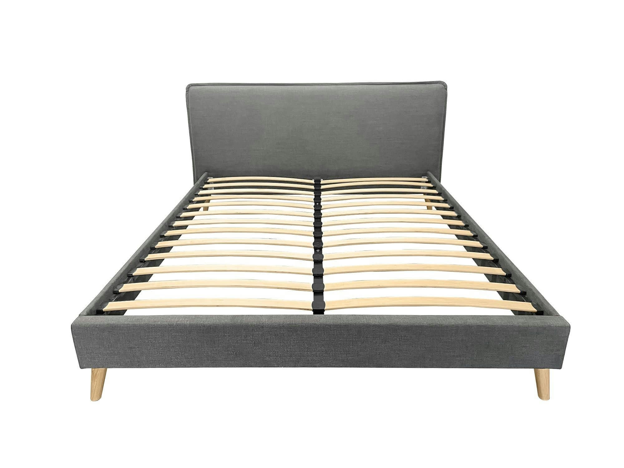 THAIS - Lit avec sommier 2 places  en tissu gris souris 160x200