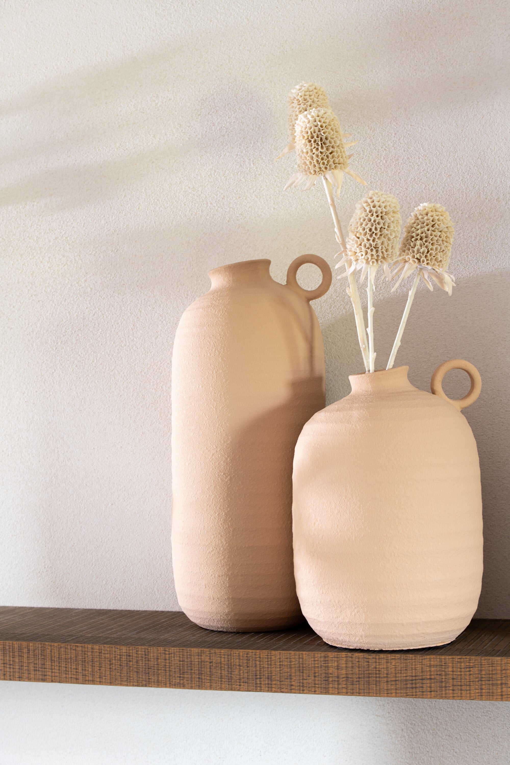 J-Line vaas Cassia - keramiek - beige - large - 38 cm hoog