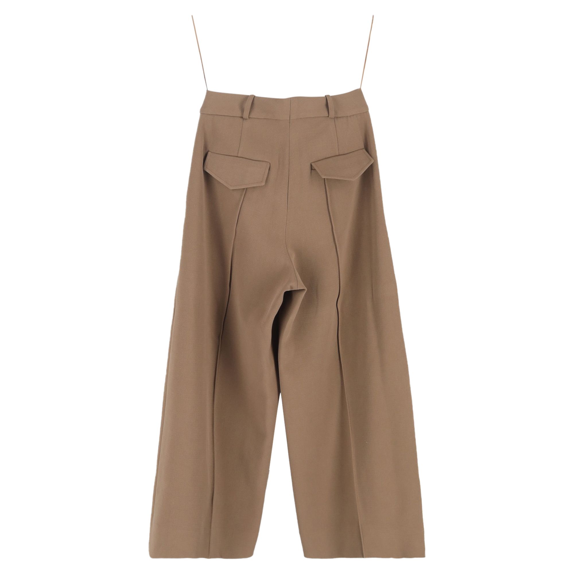 Cult Gaia Preloved Caro Cropped Woven Wide-Leg Pants in Brown Polyester