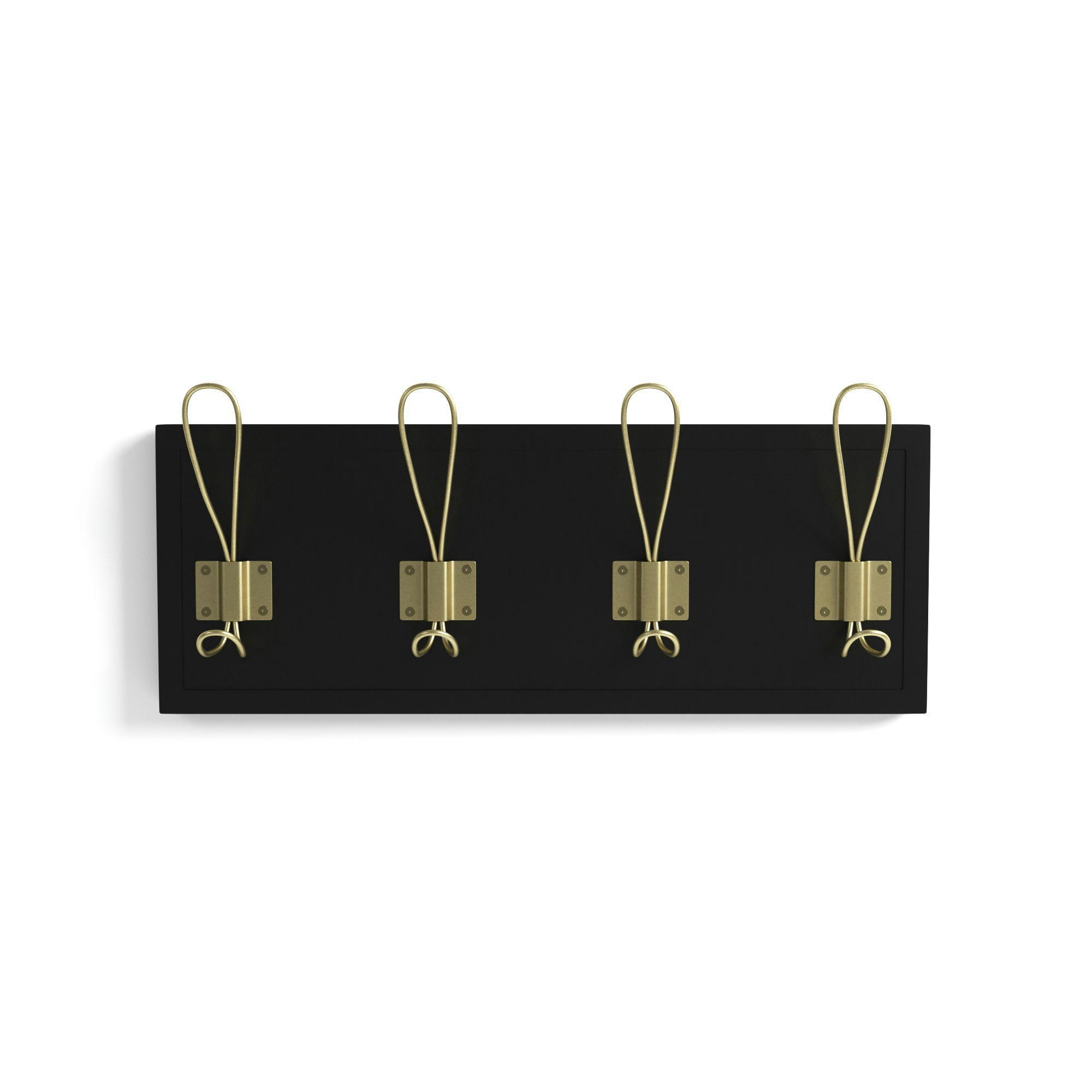 ARIAN - Patère en bois et métal noir et or