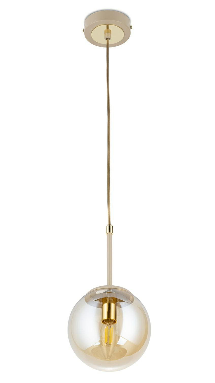 Lampa Wisząca Maro Beżowo-złota 1xE14 15 cm Nowoczesny Salon Taupe Szklana