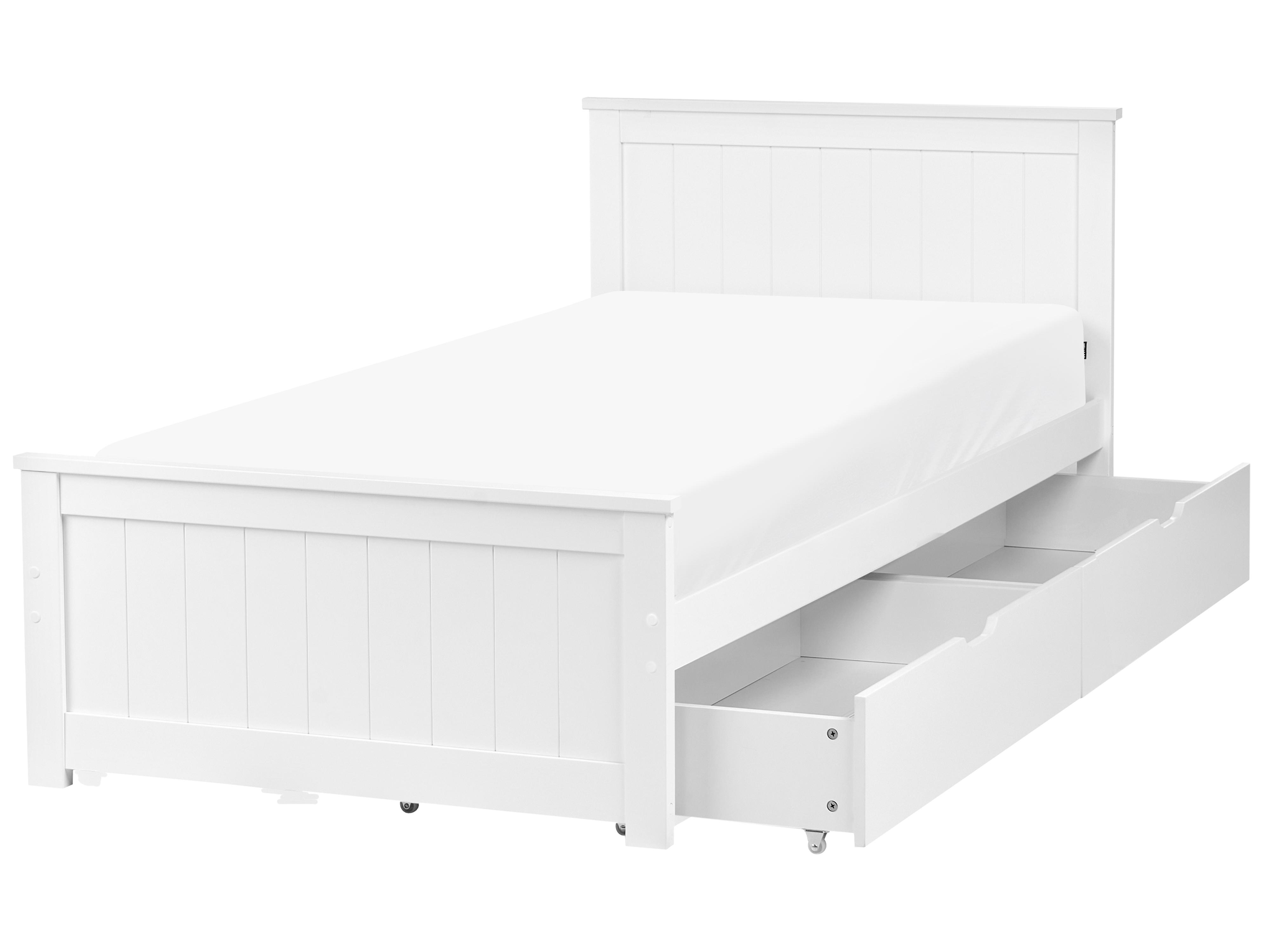 Bed with 2 Drawers Pine Wood SABRAN 90 x 200 cm (EU Single) White