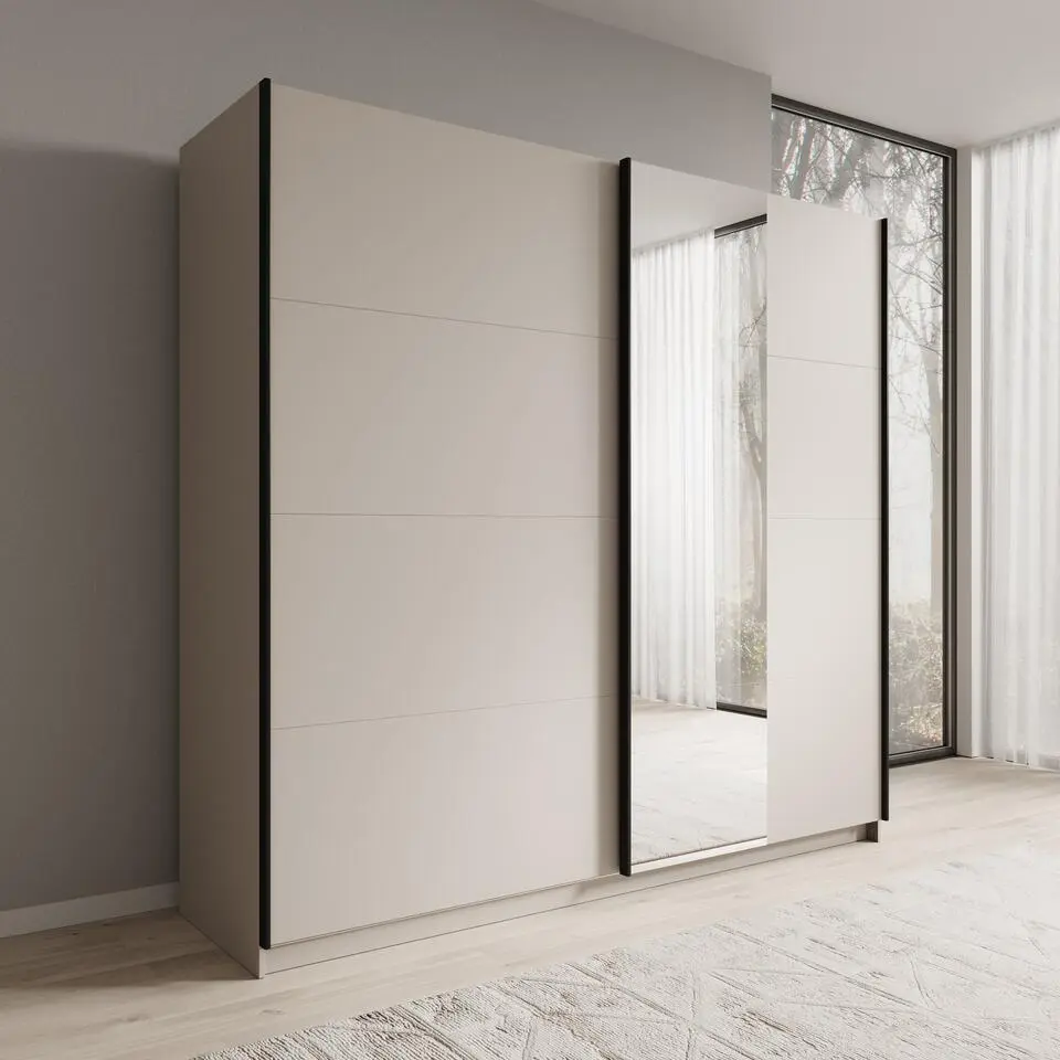 Meubella - Isandro - Kledingkast - Beige - 220x62x211 cm