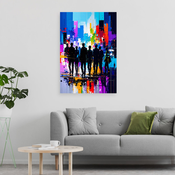 Obraz do salonu, Sylwetki Postacie Kolorowa Abstrakcja 20x30