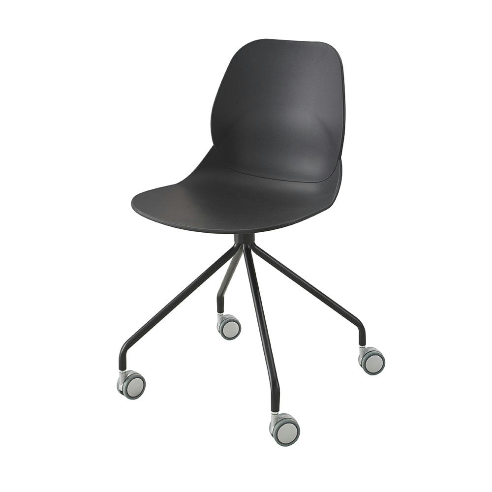 PEPS - Siège sur roulettes polypropylène et acier noir