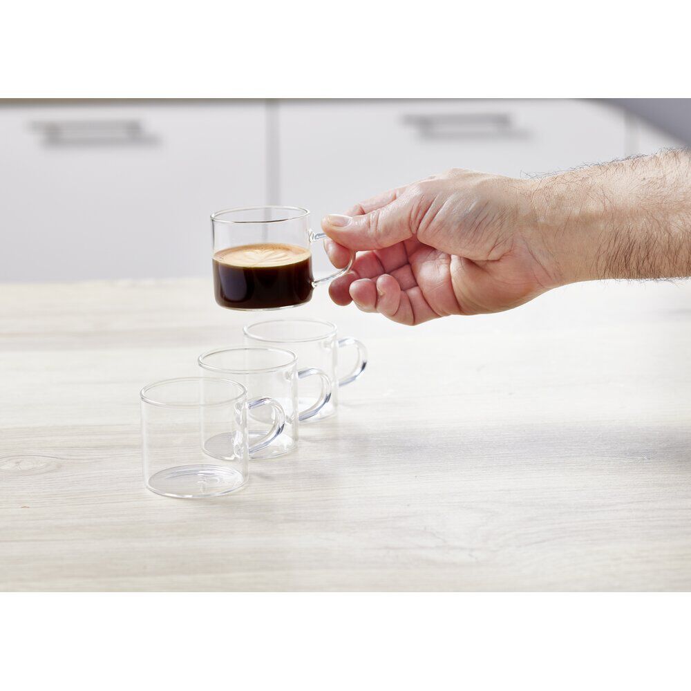 Lot de 4 tasses en verre transparent 10cl