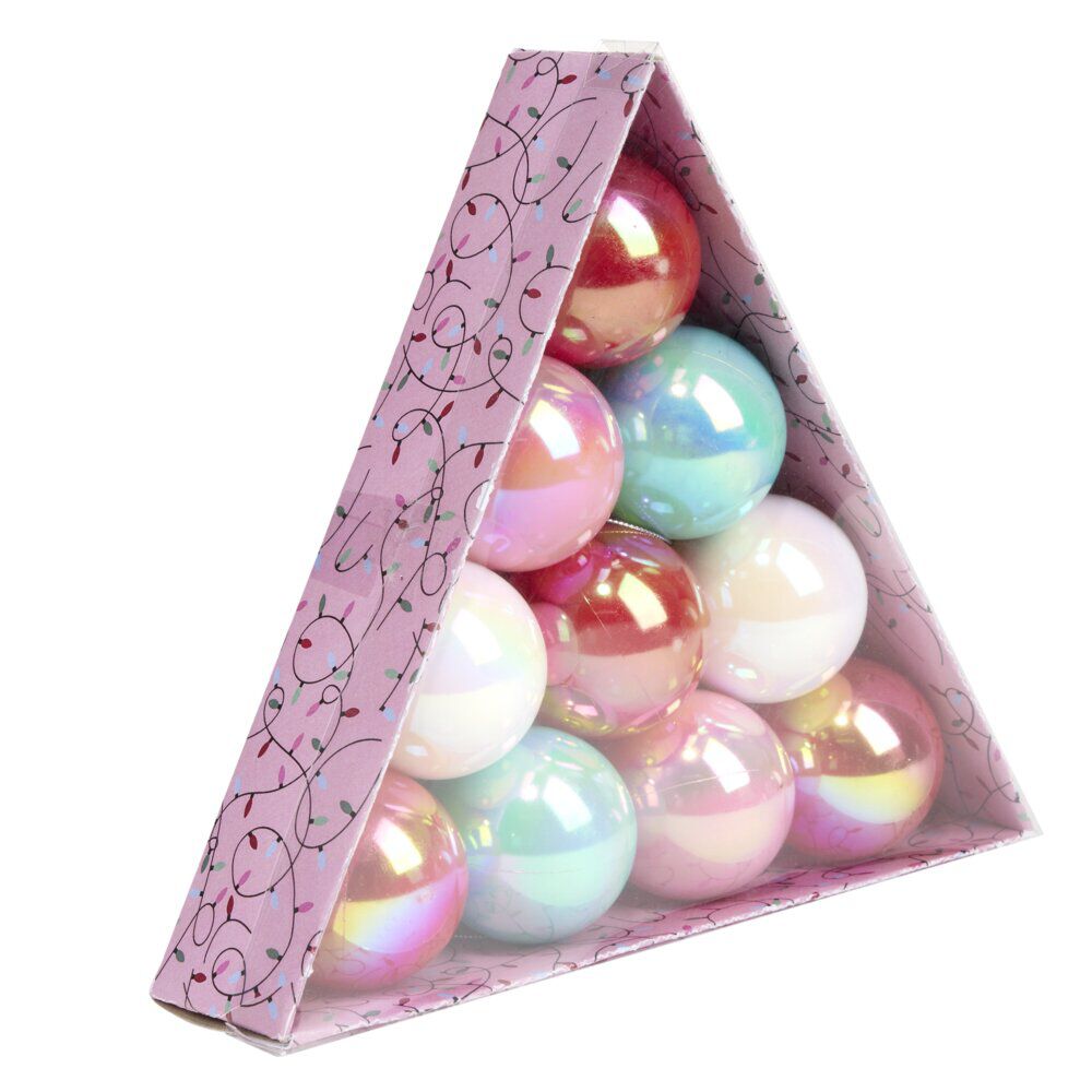 Boule de No&euml;l x10 disco pastel irisées Ø6cm