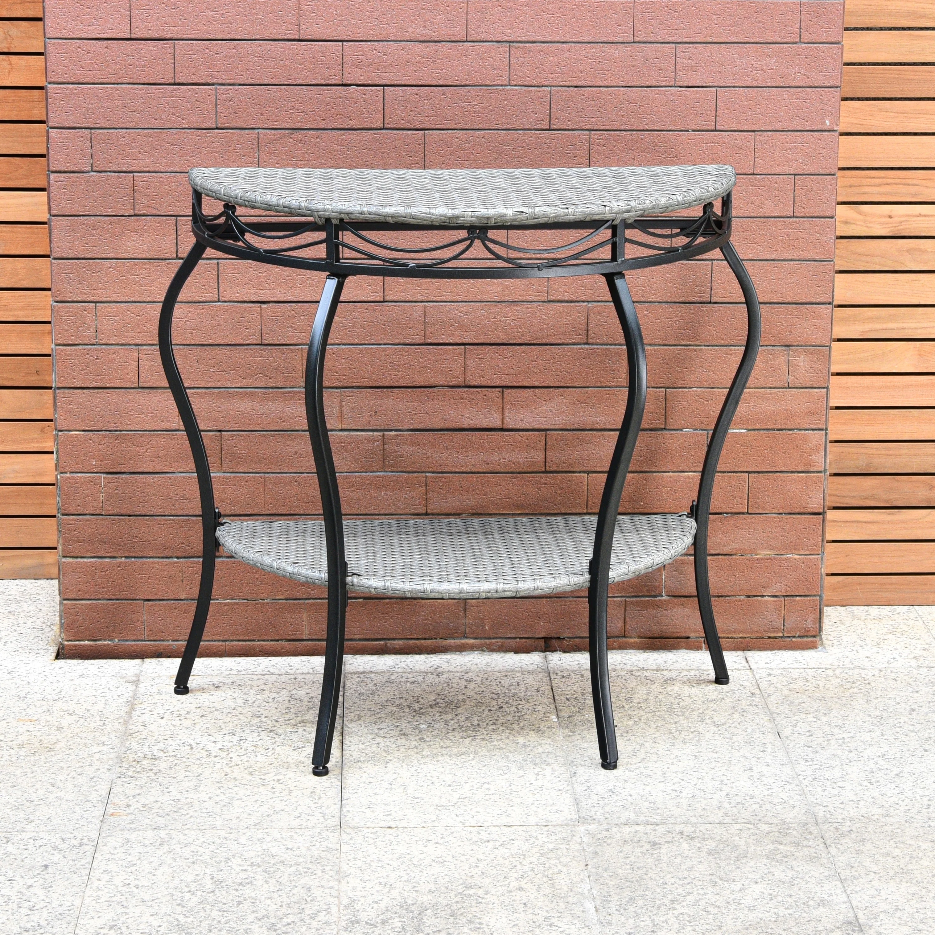 Valencia Resin Wicker Outdoor Half-moon Table
