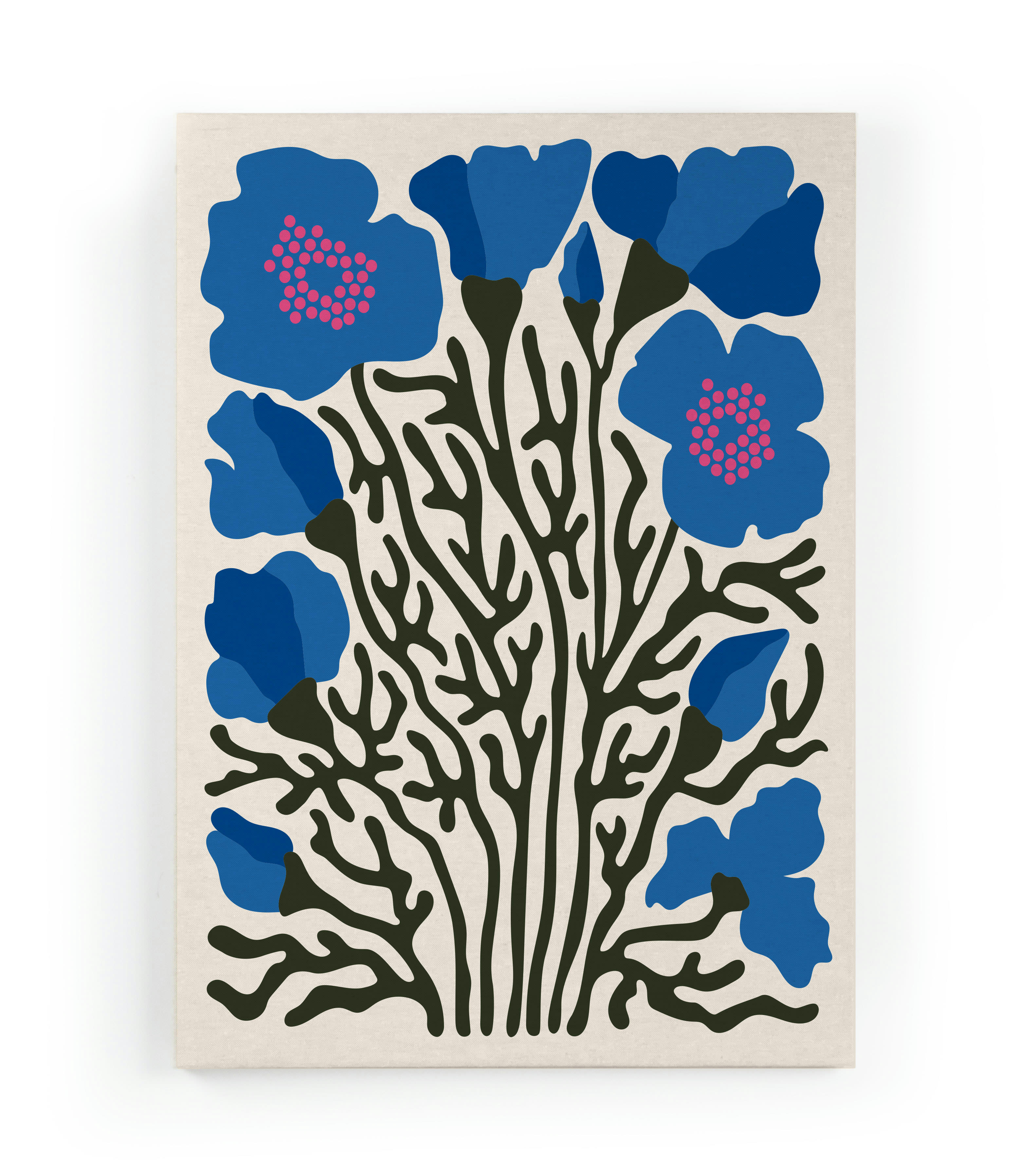 BLUE FLOWERS - Peinture sur toile 60x40 imprimé HD Fleurs bleues