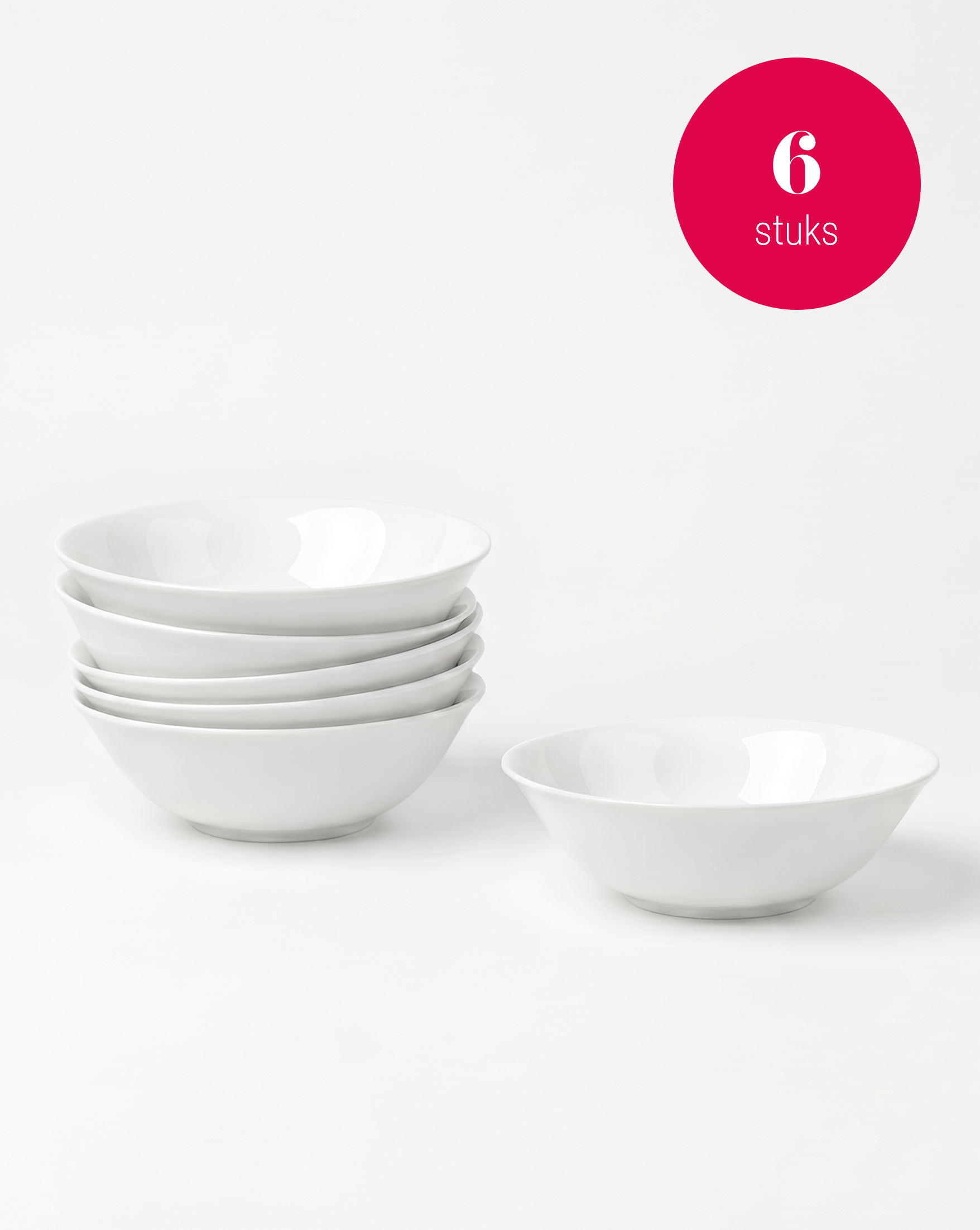 vtwonen - Pasta kommen - Wit - 20 cm - Set van 6